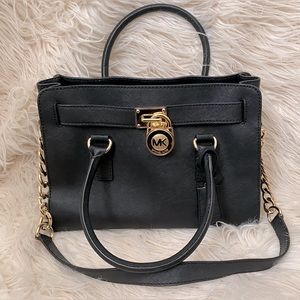 EUC Black & Gold Michael Kors Saffiano “Hamilton” Tote